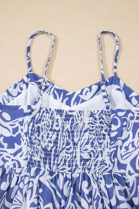 Floral Print Spaghetti Strap High Waist Dress - Byyde