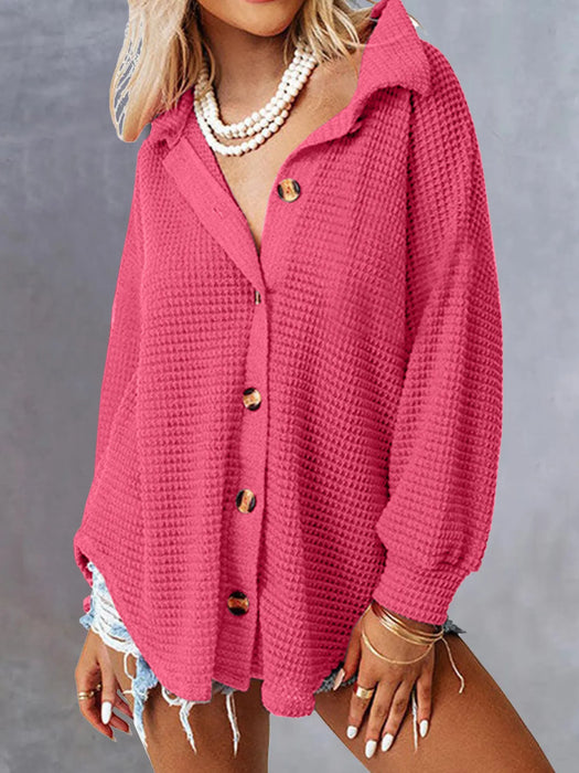 Waffle Knit Button-Down Shirt - Byyde