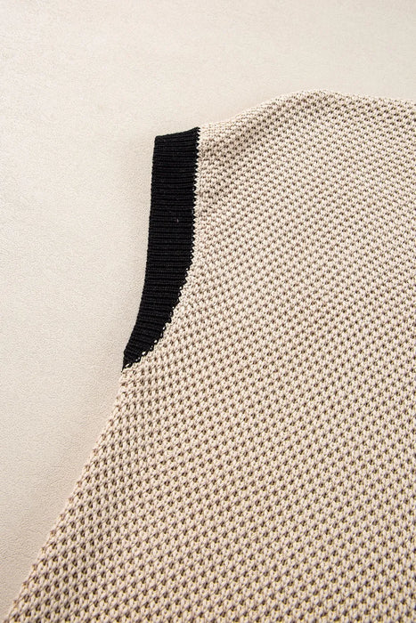 Textured Knit Sweater with Contrast Trim Details - Byyde