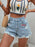 LOVE Distressed Raw Hem Denim Shorts - Byyde