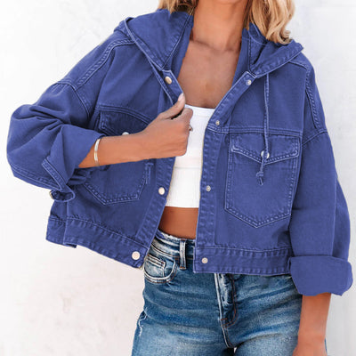 Hooded Dropped Shoulder Denim Jacket - Byyde