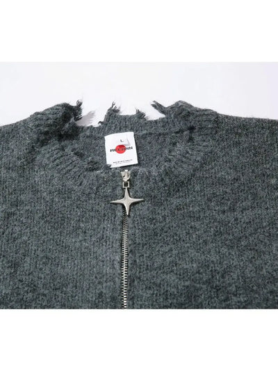 Men's Distressed Hem Half-Zip Sweater - Byyde