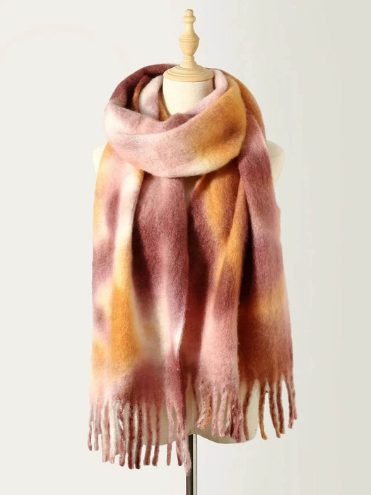 Fringe Tie-Dye Polyester Scarf - Byyde