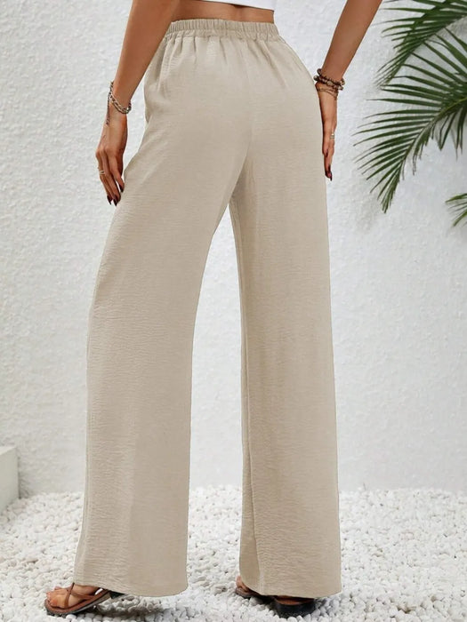 Wide Leg Drawstring Pants - Byyde