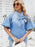 Denim Bow Tie Puff Sleeve Top - Byyde