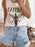 High Rise Distressed Raw Hem Denim Shorts - Byyde