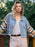 Distressed Striped Long Sleeve Denim Jacket - Byyde