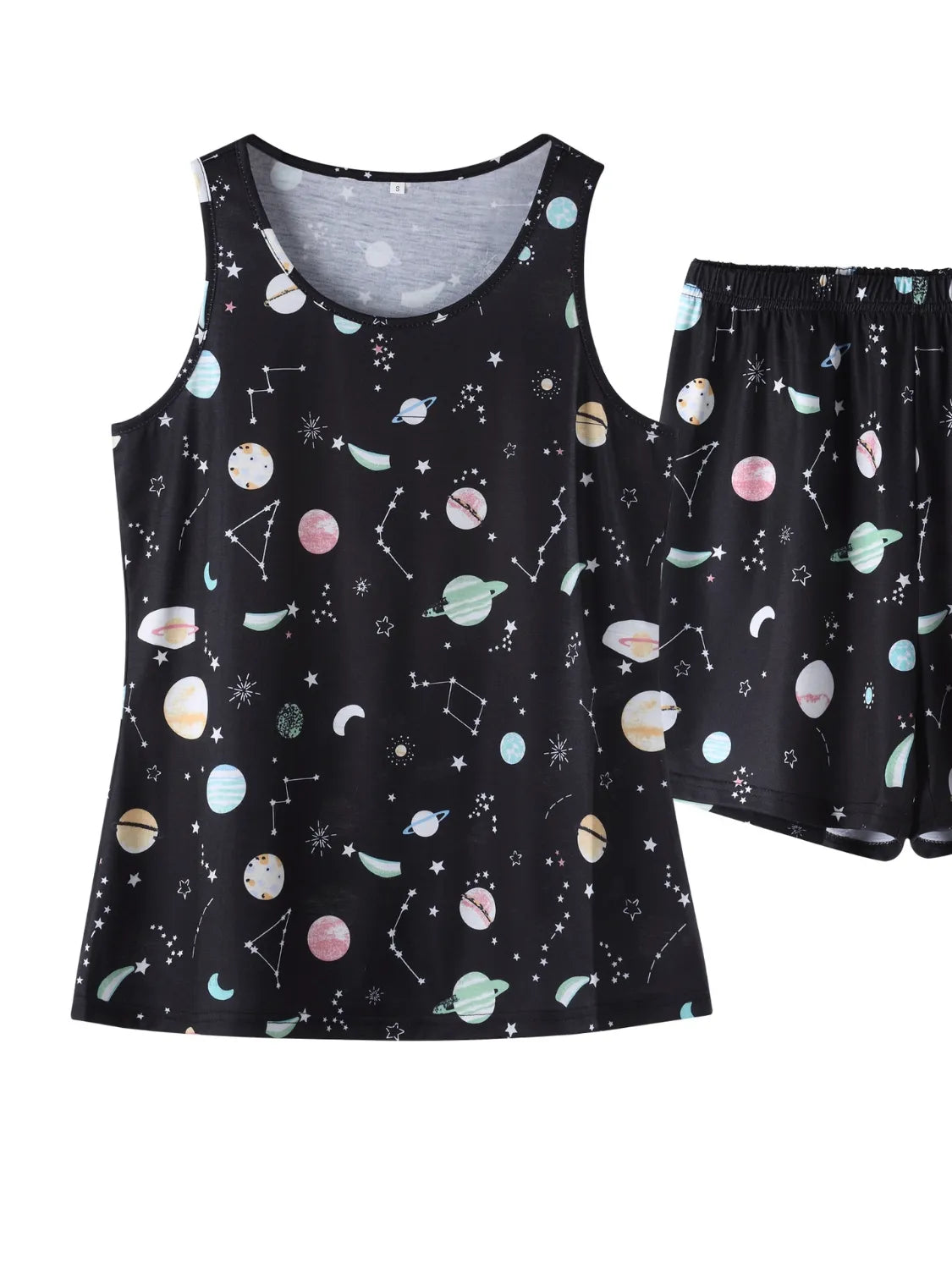 Printed Round Neck Top and Shorts Lounge Set - Byyde