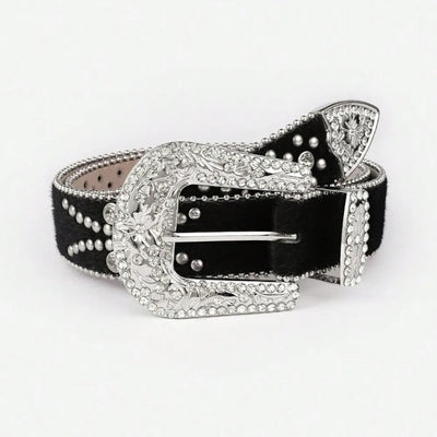 PU Leather Inlaid Rhinestone Belt - Byyde