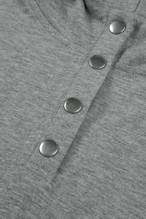 Drawstring Quarter Snap Cap Sleeve Hoodie - Byyde