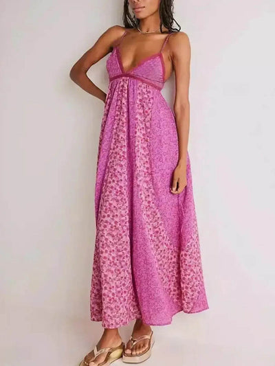 Floral V-Neck Maxi Cami Dress - Byyde