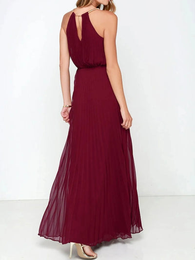 Pleated Sleeveless Maxi Tank Dress - Byyde