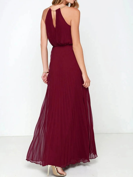 Pleated Sleeveless Maxi Tank Dress - Byyde