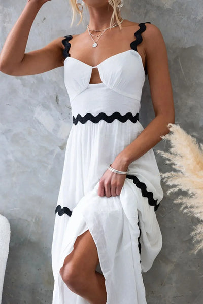 Tiered Maxi Dress with Scalloped Trim - Byyde