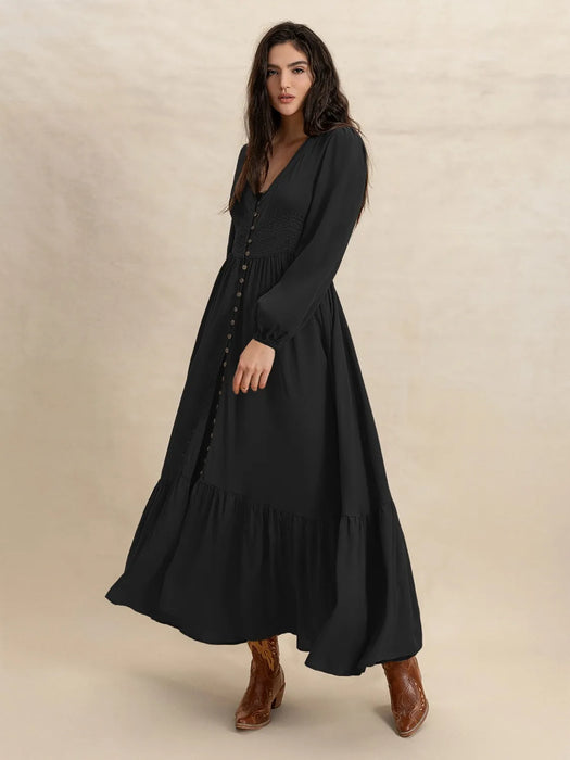 V-Neck Long Sleeve Dress - Byyde