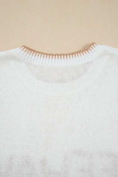 YEEHAW Stitch Edge Crew Neck Knit Top - Byyde