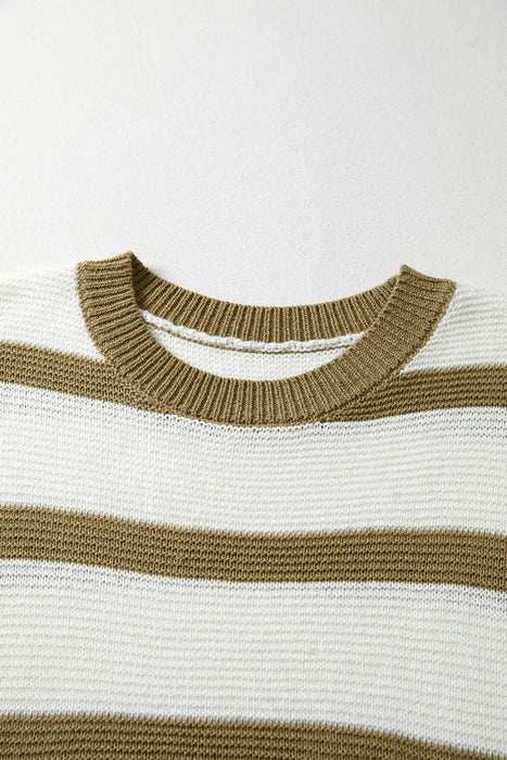 Stripe Tie Open Side Sweater Knitted Top - Byyde