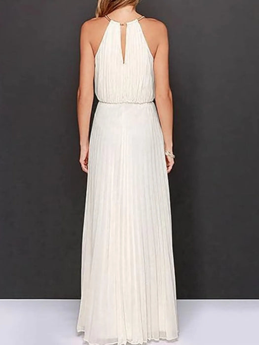 Pleated Sleeveless Maxi Tank Dress - Byyde
