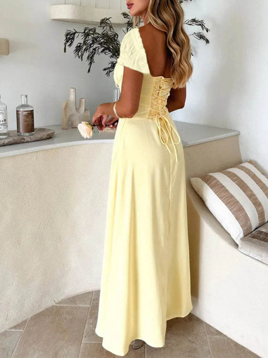 Devine Sweetheart Neck Short Sleeve Maxi Dress - Byyde