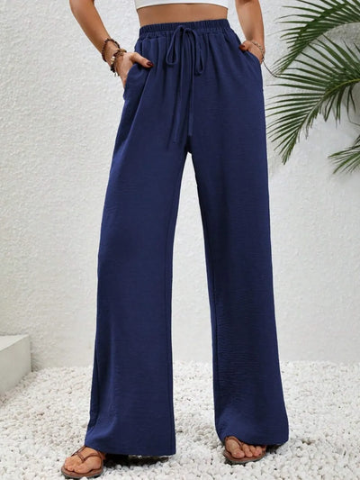 Wide Leg Drawstring Pants - Byyde