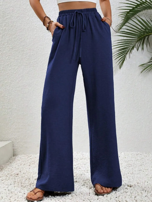 Wide Leg Drawstring Pants - Byyde