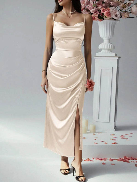 Devine Slit Ruched Maxi Cami Dress - Byyde