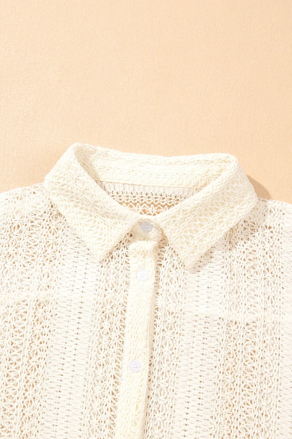 Lace Crochet Collared Neck Oversized Shirt - Byyde