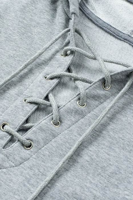 Lace Up Long Sleeve Hoodie - Byyde