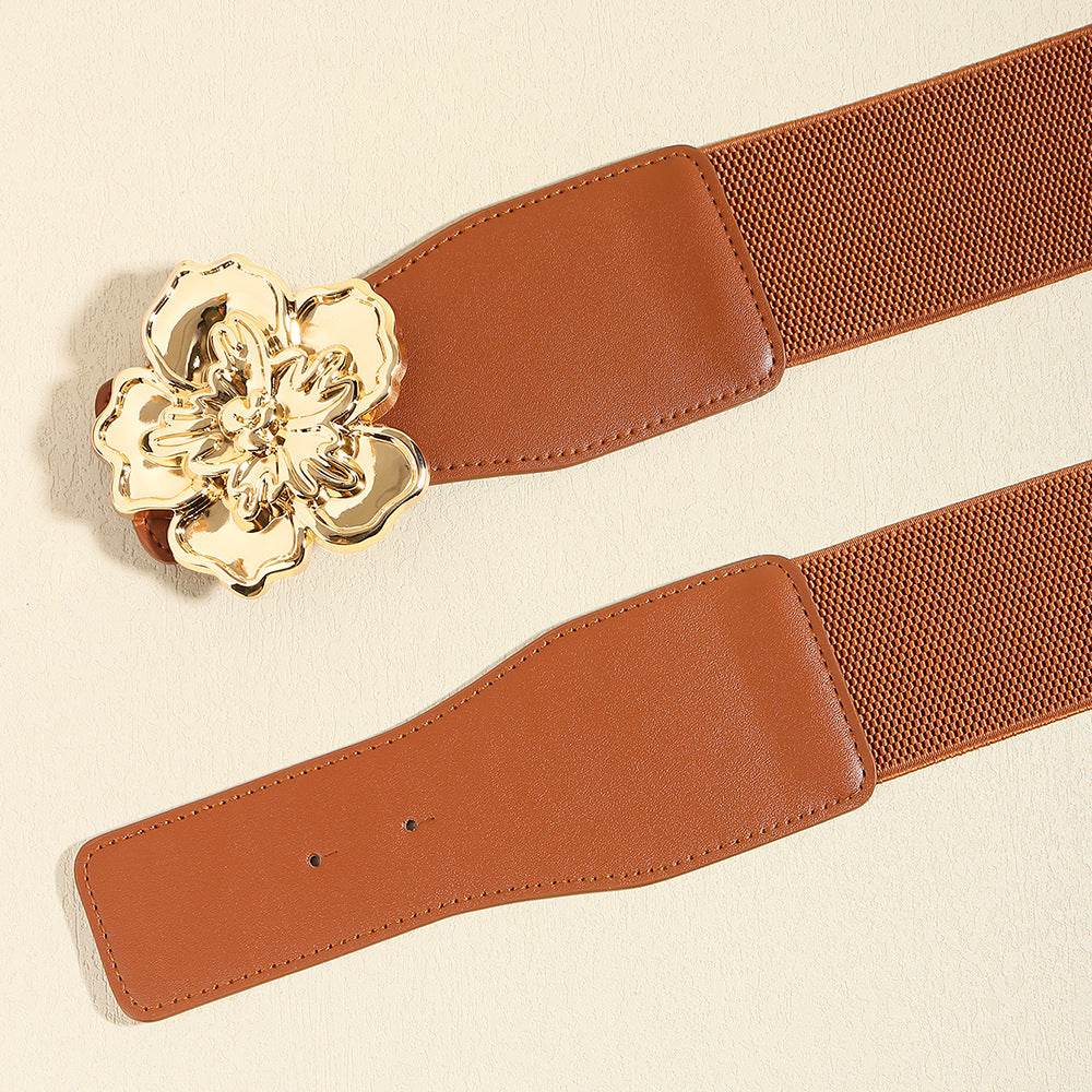 Flower Alloy Buckle Elastic Belt - Byyde