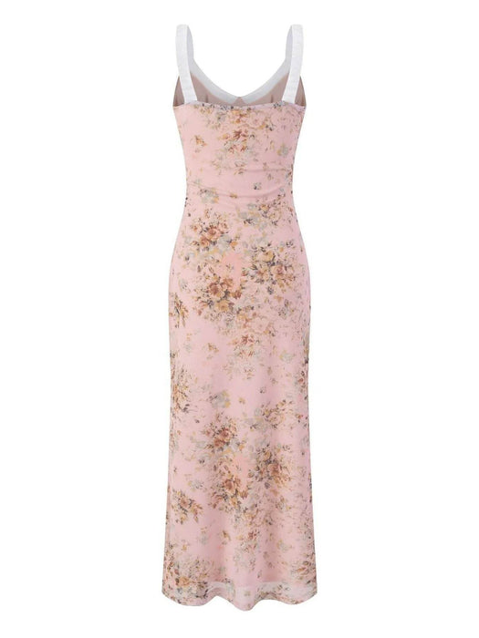 Floral Print Maxi Cami Dress with V-Neck - Byyde