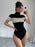 Color Block Turtleneck Ribbed Bodysuit - Byyde