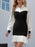 Two Tone Pleated Long Sleeve Shirt Dress - Byyde