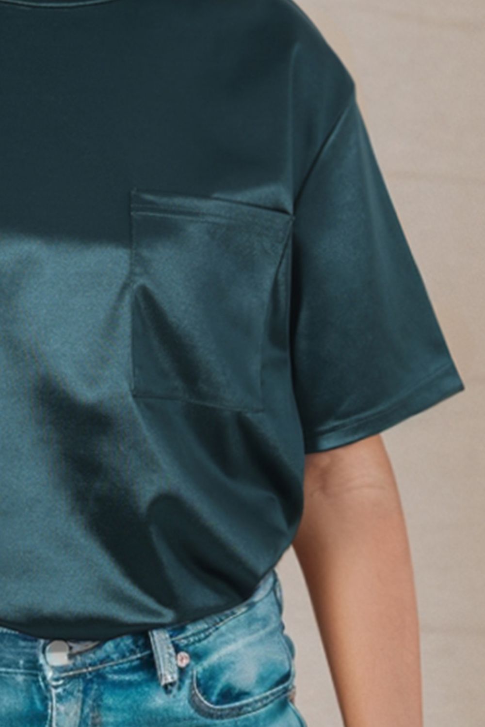Round Neck Dropped Shoulder Top - Byyde