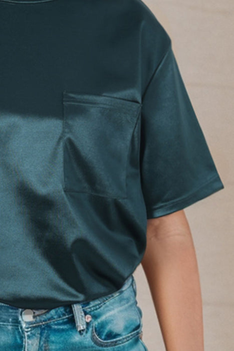 Round Neck Dropped Shoulder Top - Byyde