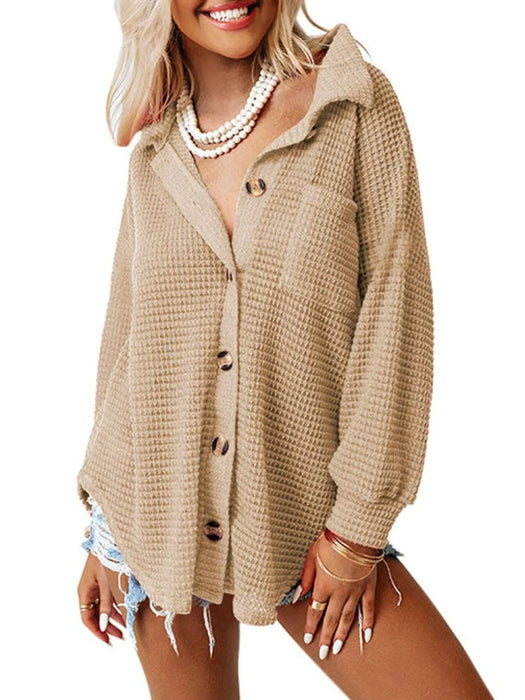 Waffle Knit Button-Down Shirt - Byyde
