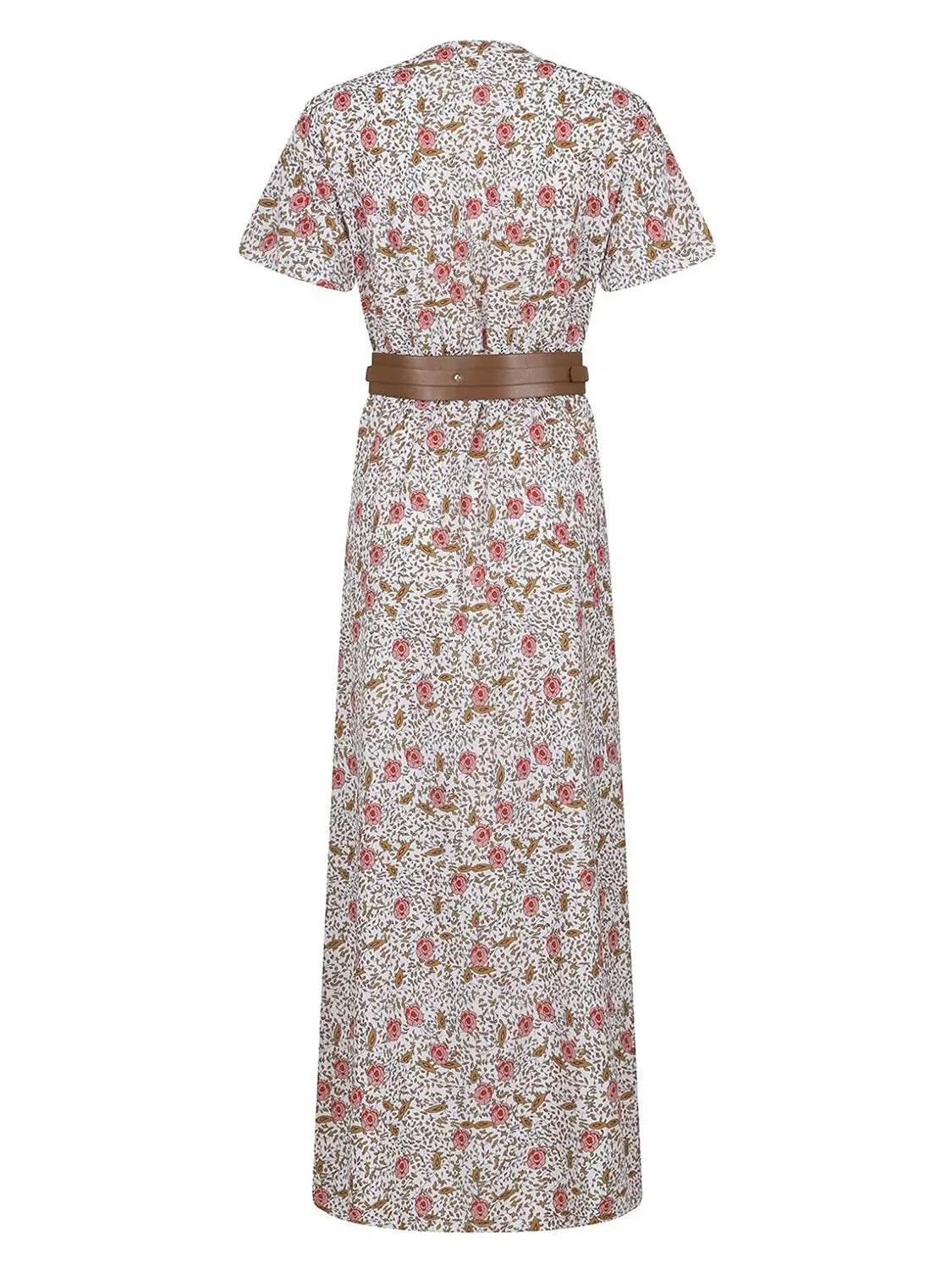 Full Size Printed V-Neck Short Sleeve Maxi Dress Plus Size - Byyde