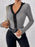 Perfee Contrast Trim Johnny Collar Long Sleeve Bodysuit - Byyde