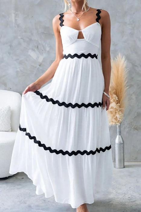 Tiered Maxi Dress with Scalloped Trim - Byyde