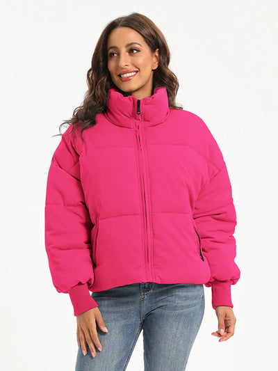 Zip Up Turtleneck Long Sleeve Puffer Jacket - Byyde