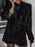 Sequin Lapel Collar Long Sleeve Blazer - Byyde
