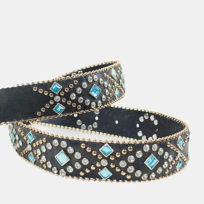 Rhinestone PU Leather Belt - Byyde