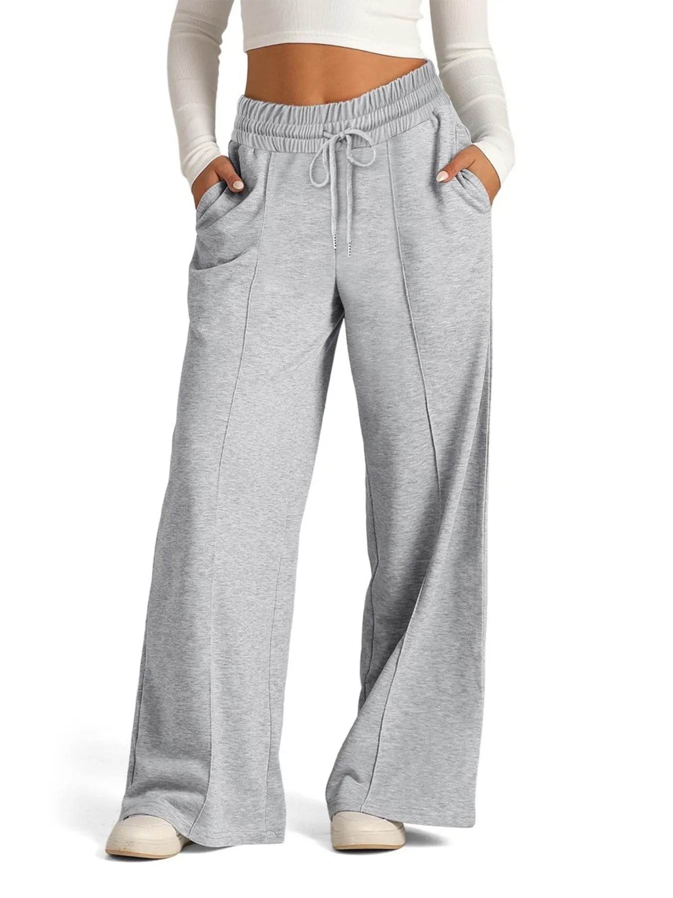 Full Size Drawstring Relaxed Fit Wide Leg Pants Plus Size - Byyde