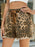 Raw Hem Drawstring Leopard Denim Shorts - Byyde