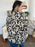 Double Take Full Size Printed Ruffle Trim Balloon Sleeve Shirt - Byyde