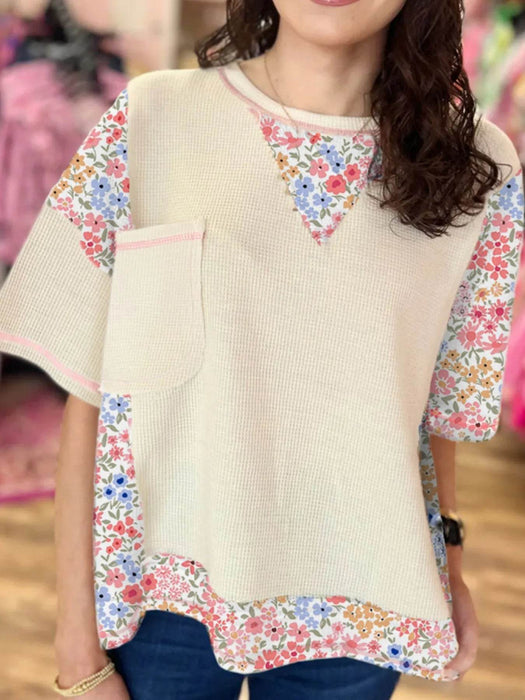 Floral Round Neck Relaxed Fit T-Shirt - Byyde
