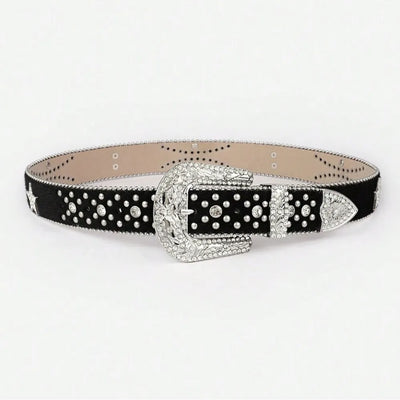 PU Leather Inlaid Rhinestone Belt - Byyde