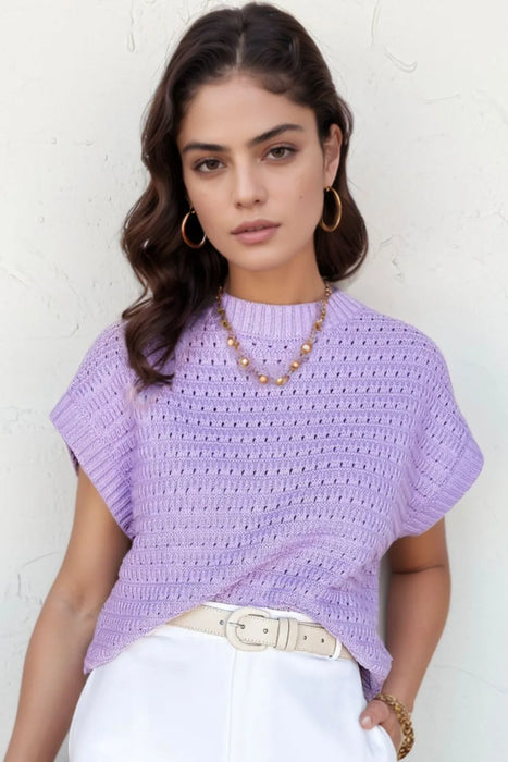 Short Sleeve Knit Sweater Top - Byyde