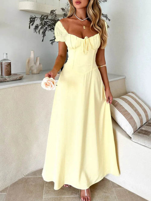 Devine Sweetheart Neck Short Sleeve Maxi Dress - Byyde