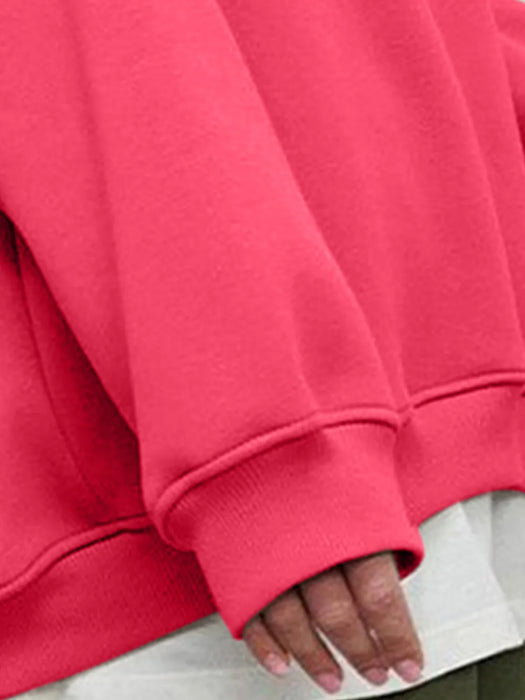 Round Neck Dropped Shoulder Long Sleeve Sweatshirt - Byyde