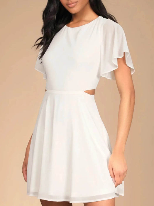 Cut-Out Flutter Sleeve Mini Dress - Byyde